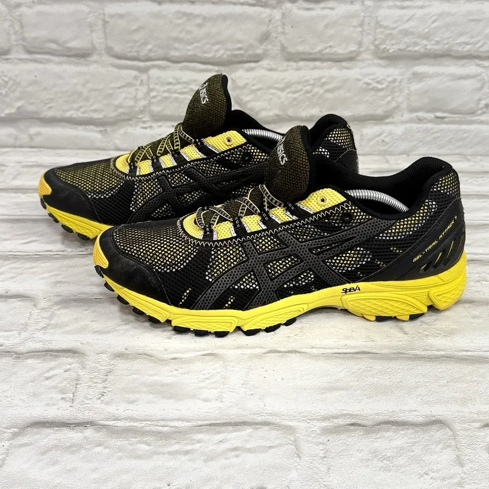 Asics Gel Trail Attack 7 Yellow/Black Trail Running Shoes Trainers Mens Sz 12.5